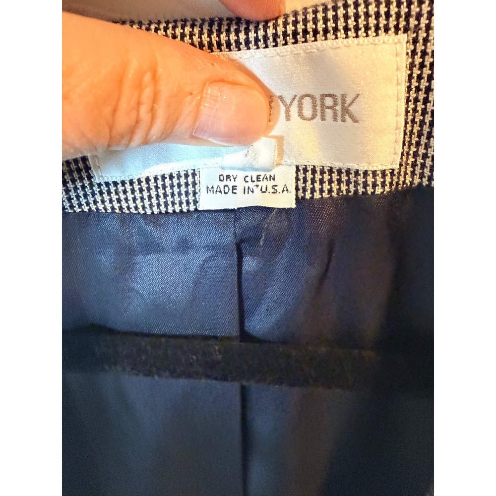 Jones New York Womens Houndstooth Collarless Blazer Black White Burgundy Size 8 - Picture 4 of 8